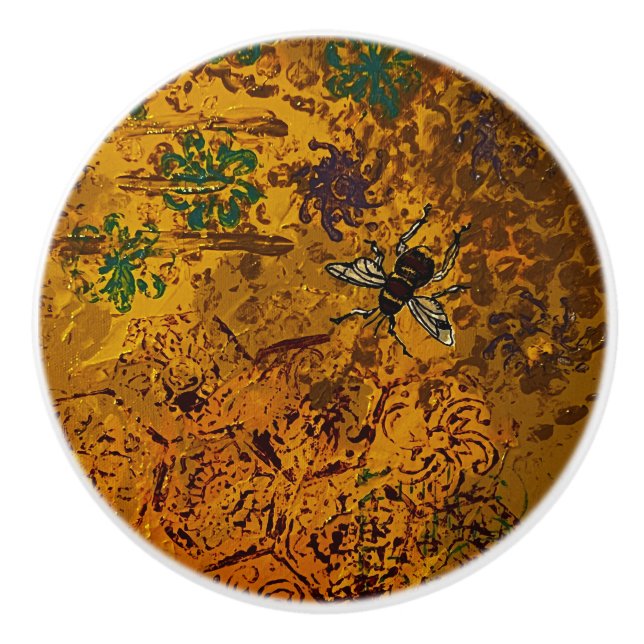 De Porte En Céramique Miel Bee bouton tirer (Devant)