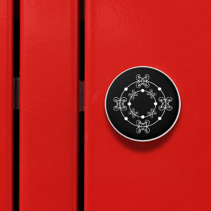 De Porte En Céramique Noir & Blanc   Cercles concentrés Bouton décoratif