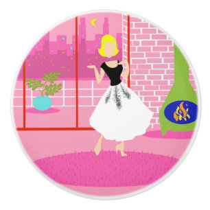 De Porte En Céramique Rétro dans le bouton rose