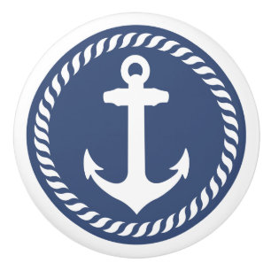 De Porte En Céramique Tiroir bouton d'ancrage nautique bleu marine