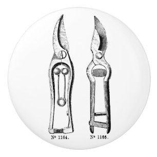 De Porte En Céramique VINTAGE ILLUSTRATION, bouton Pruners