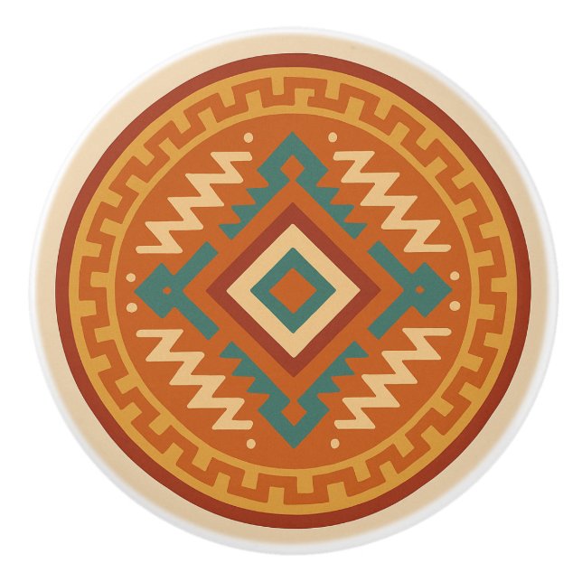 De Porte En Céramique Vivid Zapotec Géométrie diamant Armoire bouton Tir (Devant)