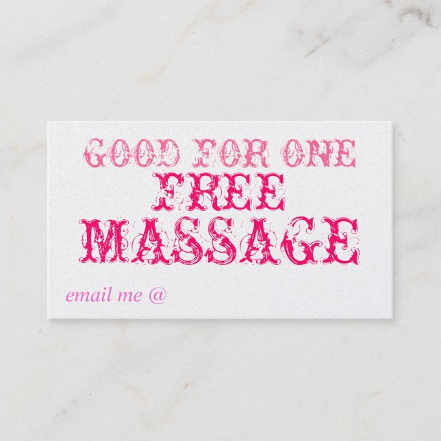 DE RÉDUCTION BON POUR UN MASSAGE GRATUIT - CARTE (Devant)