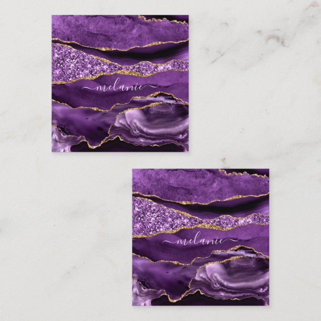 De Réduction Carte Agate Purple Gold Parties scintillant avec n (Devant / Derrière)