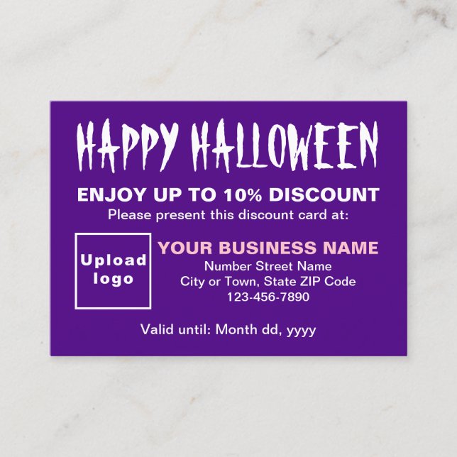 De Réduction Carte d'escompte Halloween violet d'affaires (Devant)