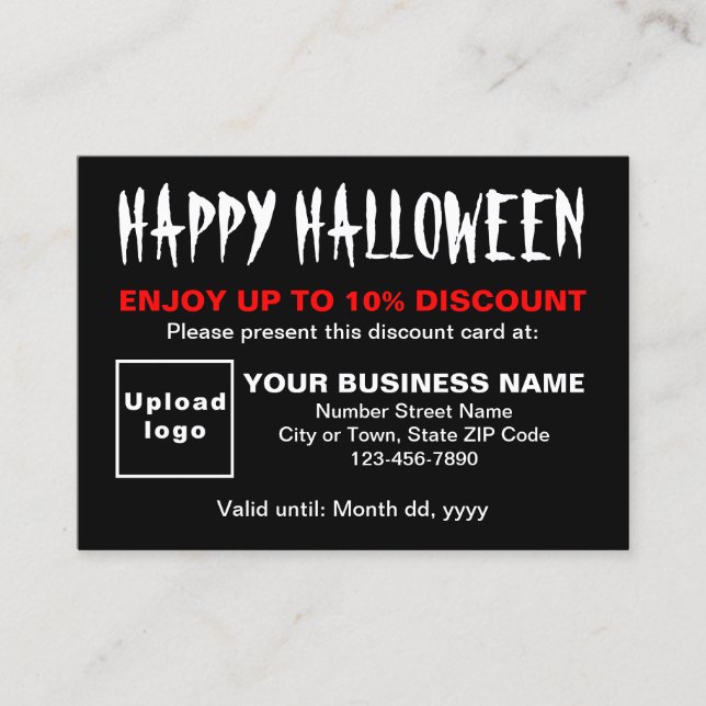De Réduction Carte d'escompte noir d'Halloween d'affaires (Devant)