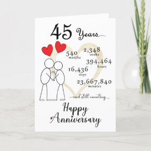 De Remerciements 45e anniversaire du Mariage Carte avec ballons car