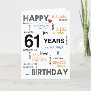 De Remerciements 61e carte d'anniversaire