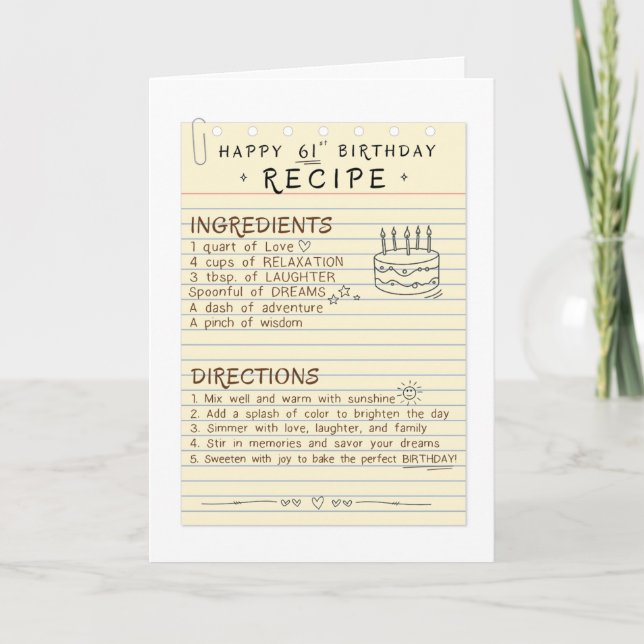 De Remerciements 61e carte d'anniversaire pour maman ou grand-mère (Devant)