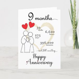 De Remerciements 9 Mois Anniversaire Carte avec ballons rouges