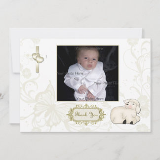 De Remerciements Agneau religieux, croix, Carte photo floral tan