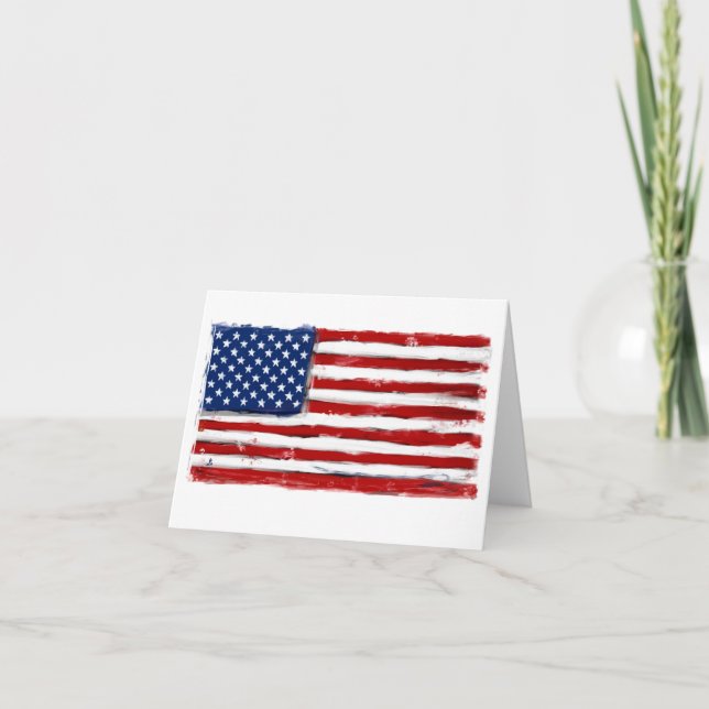 De Remerciements American flag art patriotique carte blanche USA (Devant)