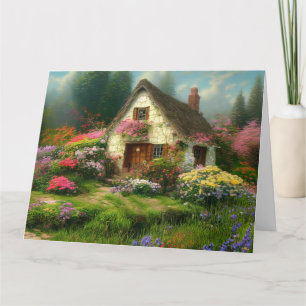 DE REMERCIEMENTS ANGLAIS COTTAGE BLANC GREETING CARTE