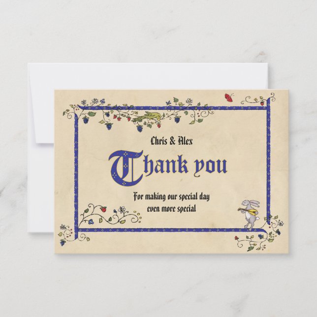De Remerciements Animaux médiévaux carte plate vous remercie (Devant)