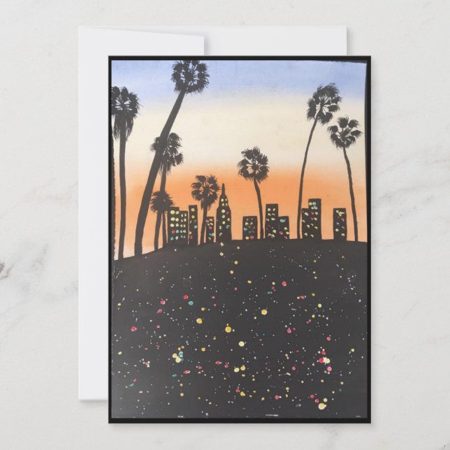 De Remerciements Aquarelle d'origine des palmiers sur carte blanche (Devant)