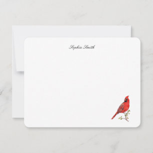 De Remerciements Aquarelle élégante carte oiseau Cardinal rouge à p
