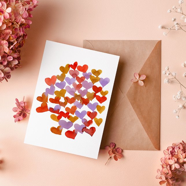 De Remerciements Aquarelle fondre les coeurs Carte Saint-Valentin (Créateur téléchargé)
