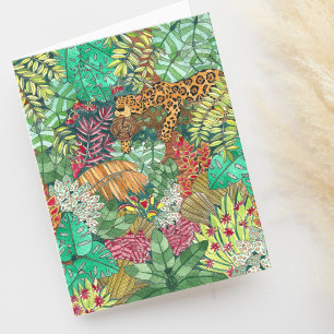 De Remerciements Aquarelle Jungle avec carte blanche Jaguar