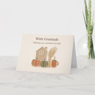 De Remerciements Avec Gratitude • Vœux Chaleureux d'Automne Carte d
