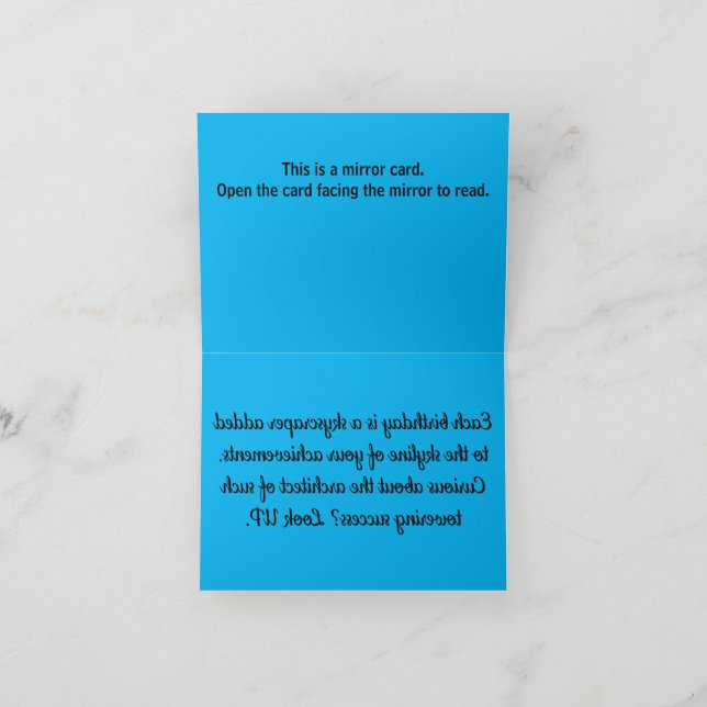 De Remerciements B002 - Carte miroir d'anniversaire Skyline (Intérieur)