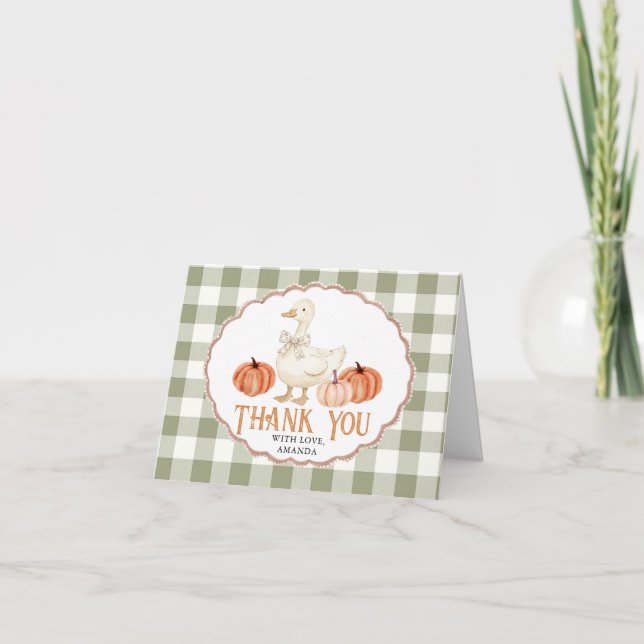 De Remerciements Baby shower Orange Goose citrouille Carte Thankyou (Devant)