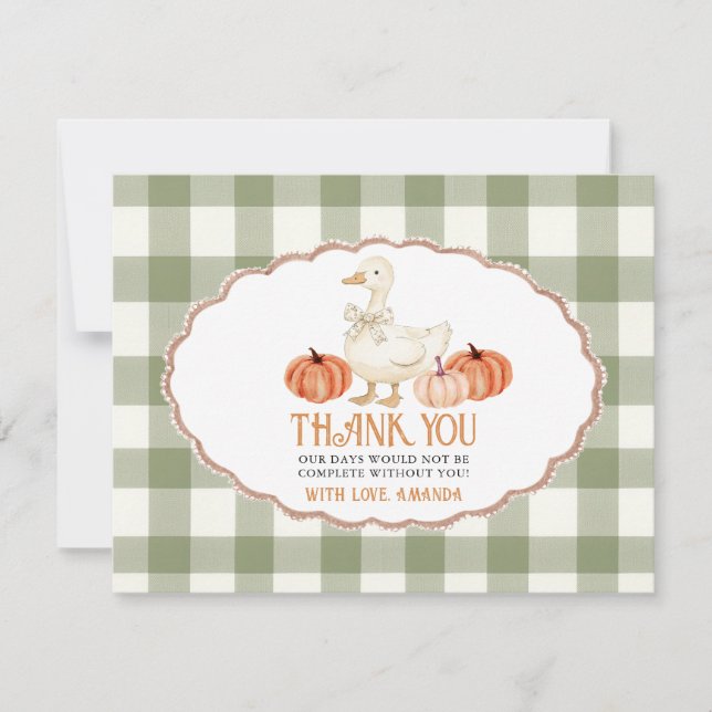 De Remerciements Baby shower Orange Goose citrouille Carte Thankyou (Devant)