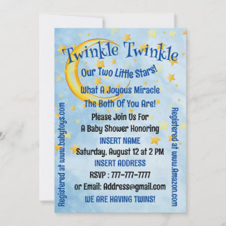 De Remerciements Baby shower Pour Jumeaux, Carte Plat
