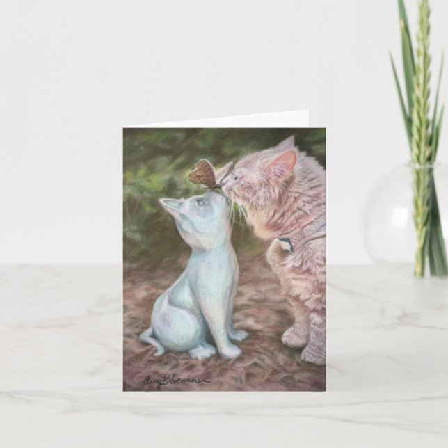 De Remerciements Baisers à papillon carte pour notes plié 4 po x 5, (Devant)