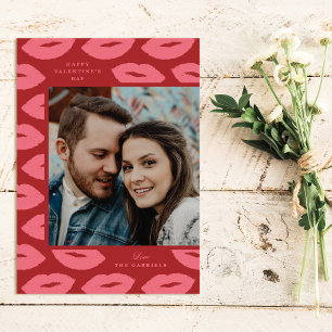 De Remerciements Baisers Moderne Saint Valentin Carte photo - Rouge