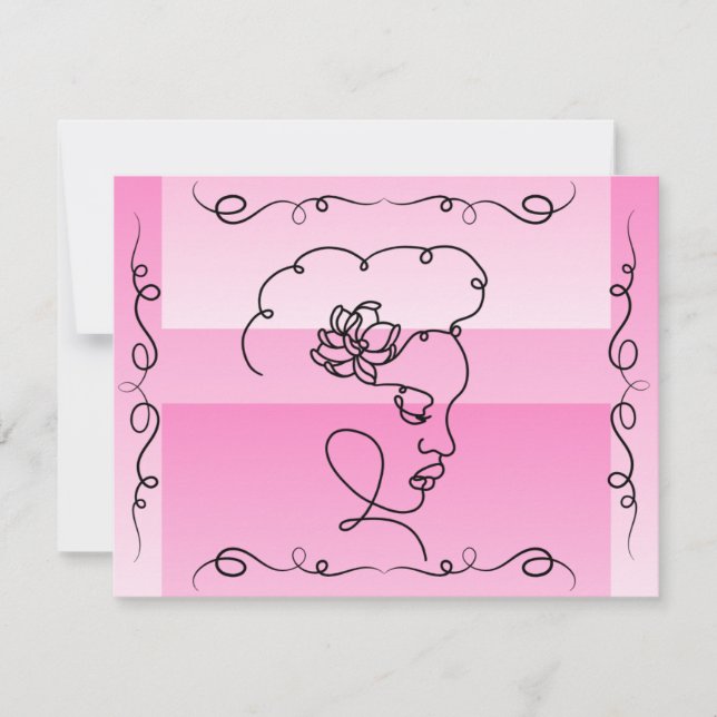 De Remerciements Beauté : Rose Line Art Carte blanche (Devant)