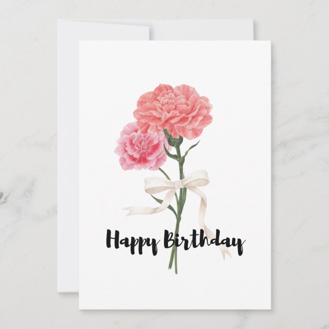 De Remerciements Belle Carnation rose Bouquet Carte Anniversaire (Devant)