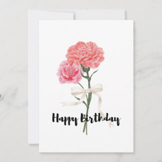 De Remerciements Belle Carnation rose Bouquet Carte Anniversaire