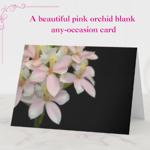 De Remerciements Belle fleur d'orchidée rose sur noir - carte blanc