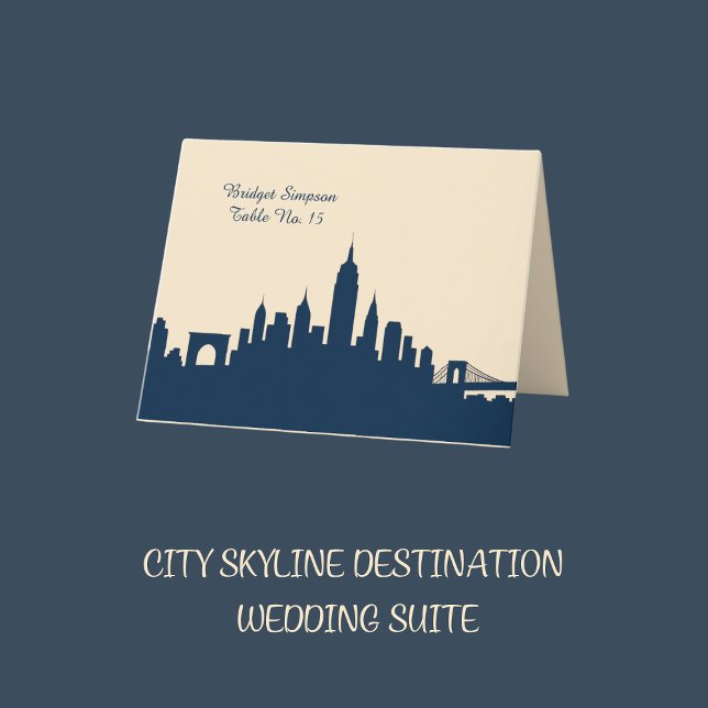 De Remerciements blue Urban city Skyline Mariage Carte simple invit (Créateur téléchargé)