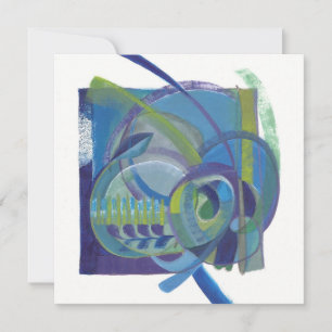 De Remerciements Blues Abstrait Artist's Flat déplié Carte pour not