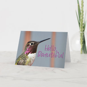 De Remerciements Bonjour belle rose Anna's Hummingbird Carte photo