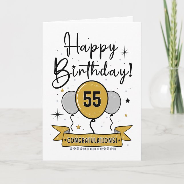 De Remerciements Bonne 55e carte d'anniversaire en or (Devant)