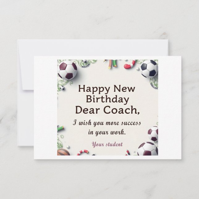 De Remerciements Bonne Carte Anniversaire Pour Entraîneur (Dos)