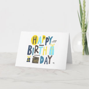 De Remerciements Bonne carte Blues & Jaunes Anniversaire