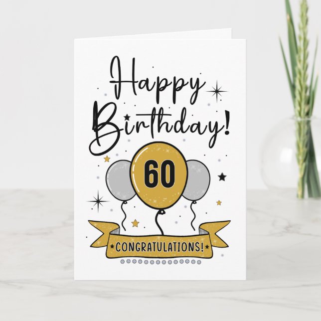 De Remerciements Bonne carte d'anniversaire 60e en or (Devant)