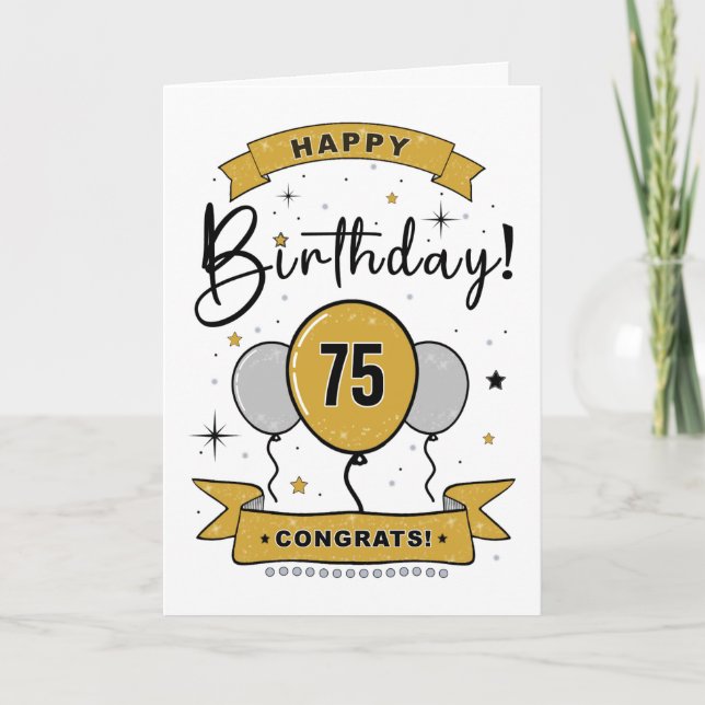 De Remerciements Bonne carte d'anniversaire 75e en or (Devant)