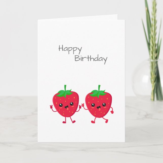 De Remerciements Bonne carte d'anniversaire à un ami fraise (Devant)