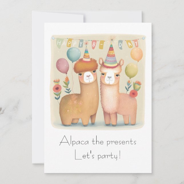 De Remerciements Bonne carte d'anniversaire Alpacas (Devant)