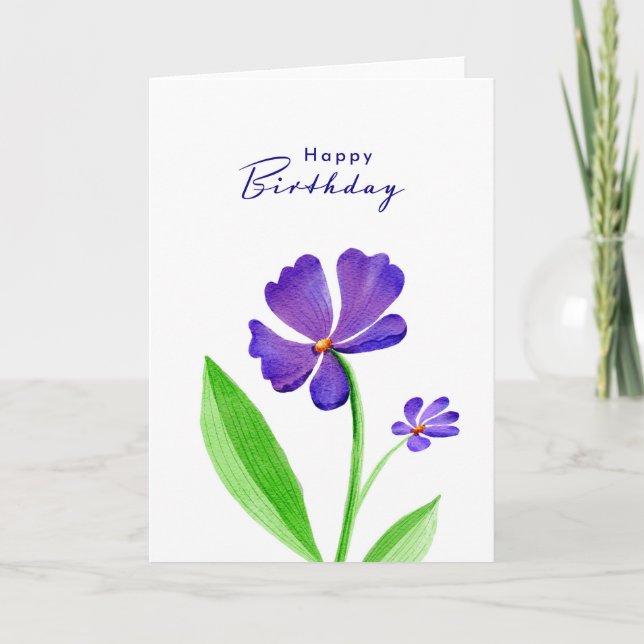 De Remerciements Bonne carte d'anniversaire avec Watercolor Flower (Devant)