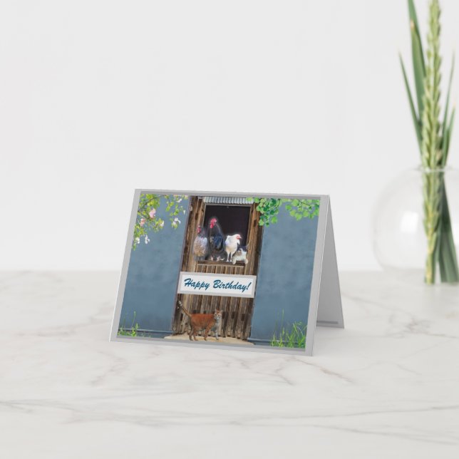 De Remerciements Bonne carte d'anniversaire - Chats et poulets (Devant)