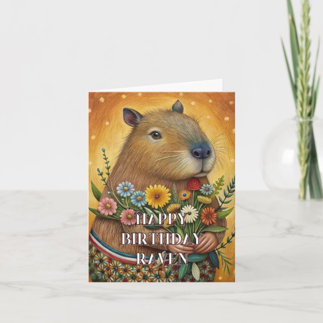De Remerciements Bonne carte pliante capybara anniversaire (Devant)