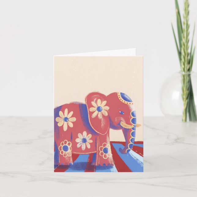 De Remerciements Bonne carte pliante d'éléphant fleuri message d'an (Devant)