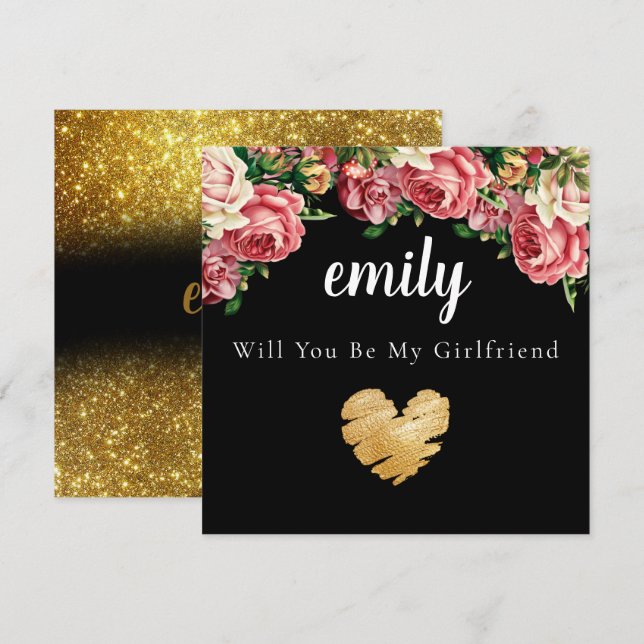 De Remerciements Bouquet Floral Serez-Vous Ma Carte Fille-Amie ? (Devant / Derrière)