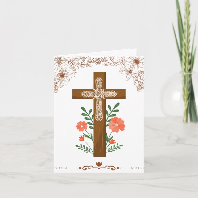 De Remerciements Brown simple croix carte Pâques (Devant)