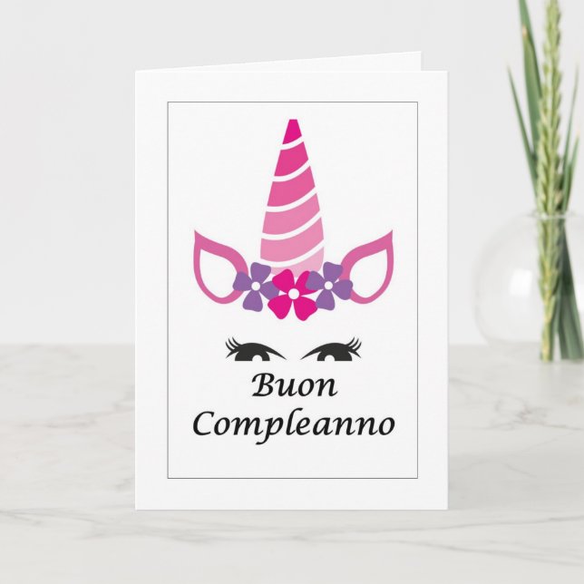 De Remerciements Buon Compleanno Unicorn - Carte italienne (Devant)